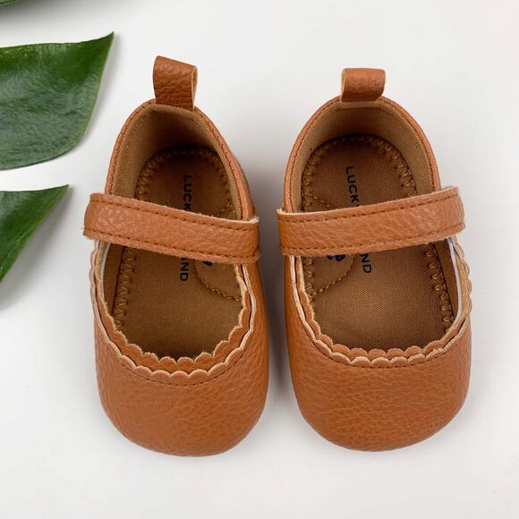 Lucky Brand Other - Lucky Brand Mary Jane Crib Shoes Soft Brown Faux Leather Infant Baby Girl Size 2